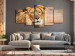 Canvas Art Print Lion King (5-part) Wide Orange - Exotic Lion 108234 additionalThumb 3