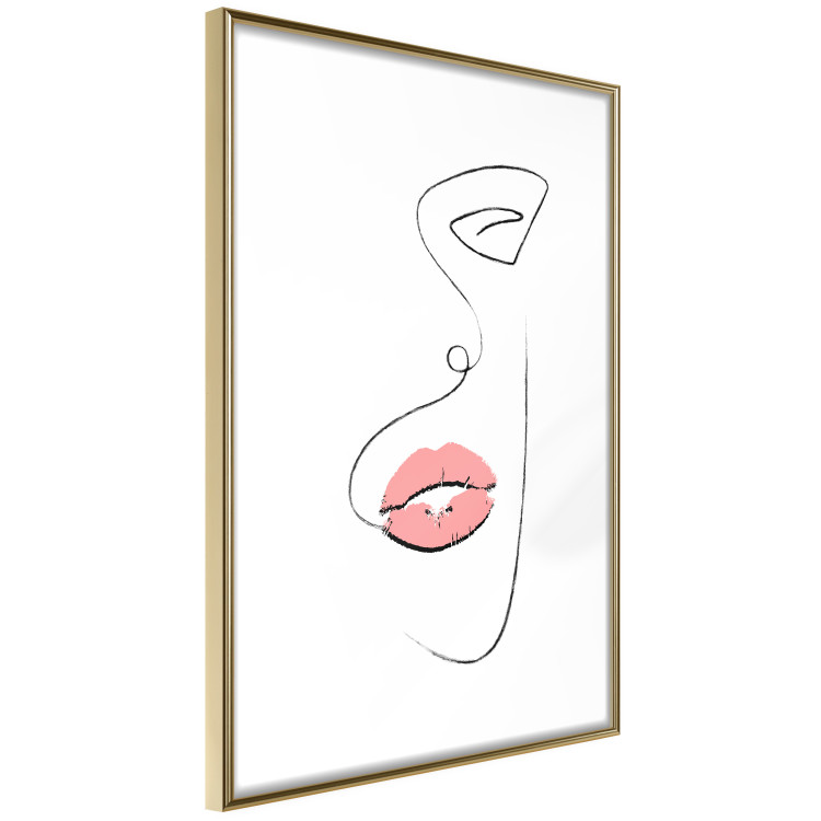 Poster Full Lips - black and white composition with a woman's face and pink lipstick 115234 additionalImage 9