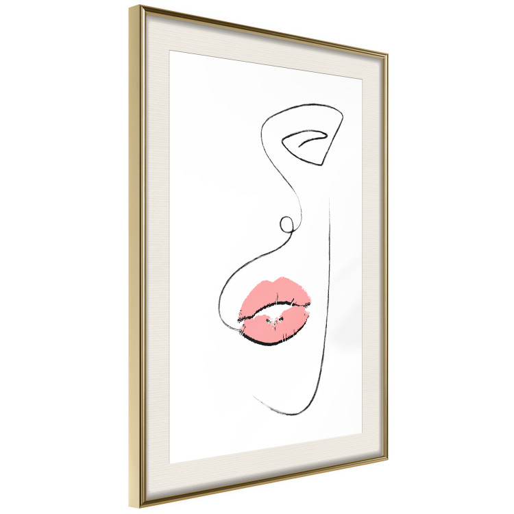 Poster Full Lips - black and white composition with a woman's face and pink lipstick 115234 additionalImage 6