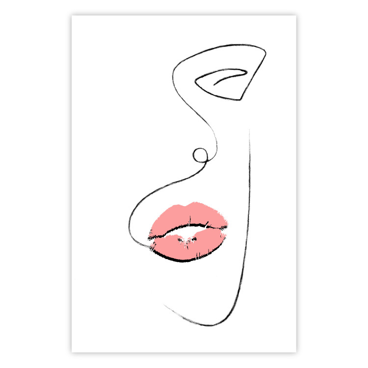 Poster Full Lips - black and white composition with a woman's face and pink lipstick 115234