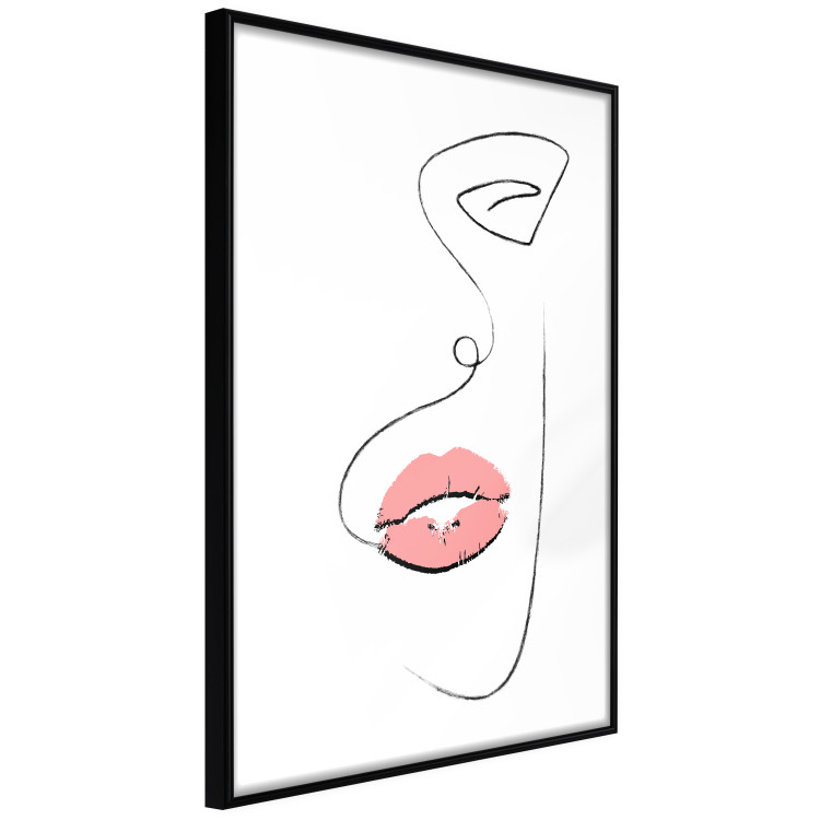 Poster Full Lips - black and white composition with a woman's face and pink lipstick 115234 additionalImage 10