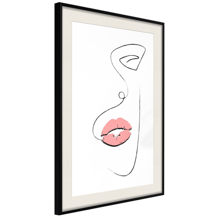 Poster Full Lips - black and white composition with a woman's face and pink lipstick 115234 additionalImage 9