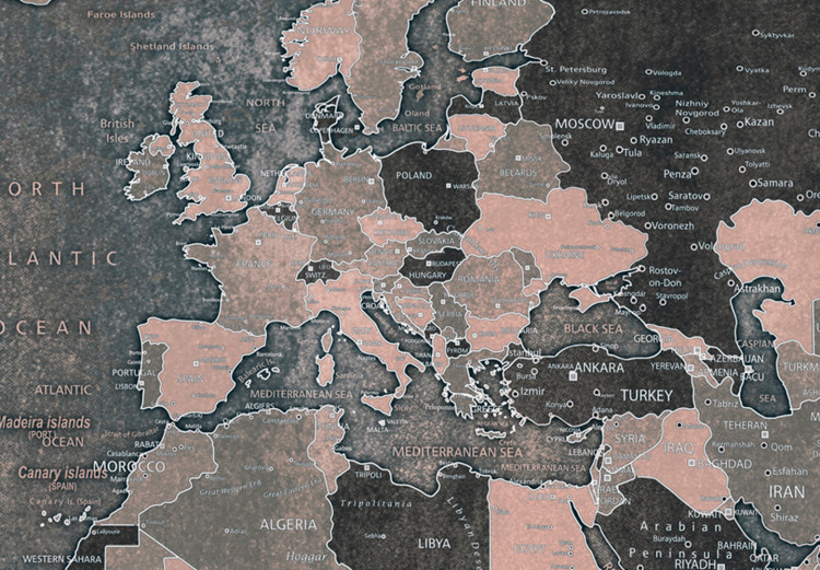 Canvas Vintage World Map (3 Parts) Grey 118934 additionalImage 5