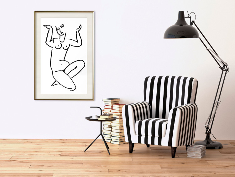 Poster Uncertain Encouragement - black and white line art with the silhouette of a naked woman 119034 additionalImage 21