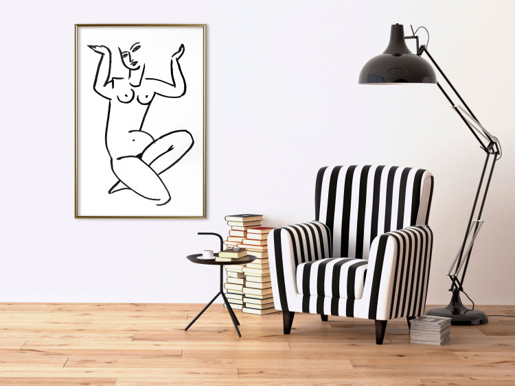 Poster Uncertain Encouragement - black and white line art with the silhouette of a naked woman 119034 additionalImage 7