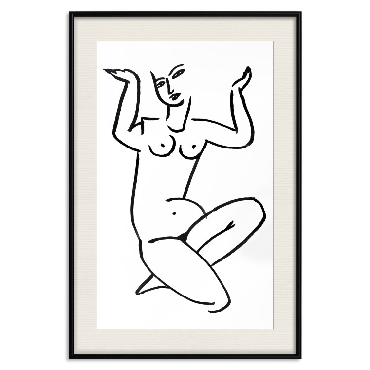 Poster Uncertain Encouragement - black and white line art with the silhouette of a naked woman 119034 additionalImage 18