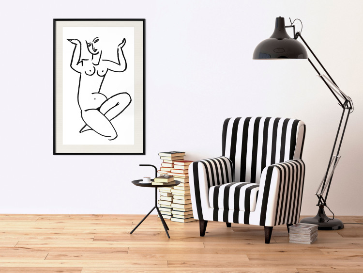 Poster Uncertain Encouragement - black and white line art with the silhouette of a naked woman 119034 additionalImage 22