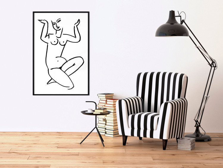 Poster Uncertain Encouragement - black and white line art with the silhouette of a naked woman 119034 additionalImage 3