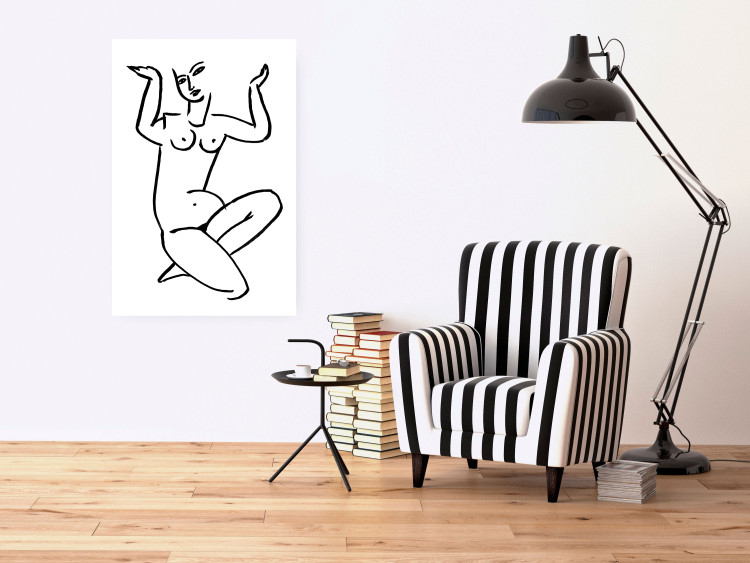 Poster Uncertain Encouragement - black and white line art with the silhouette of a naked woman 119034 additionalImage 23