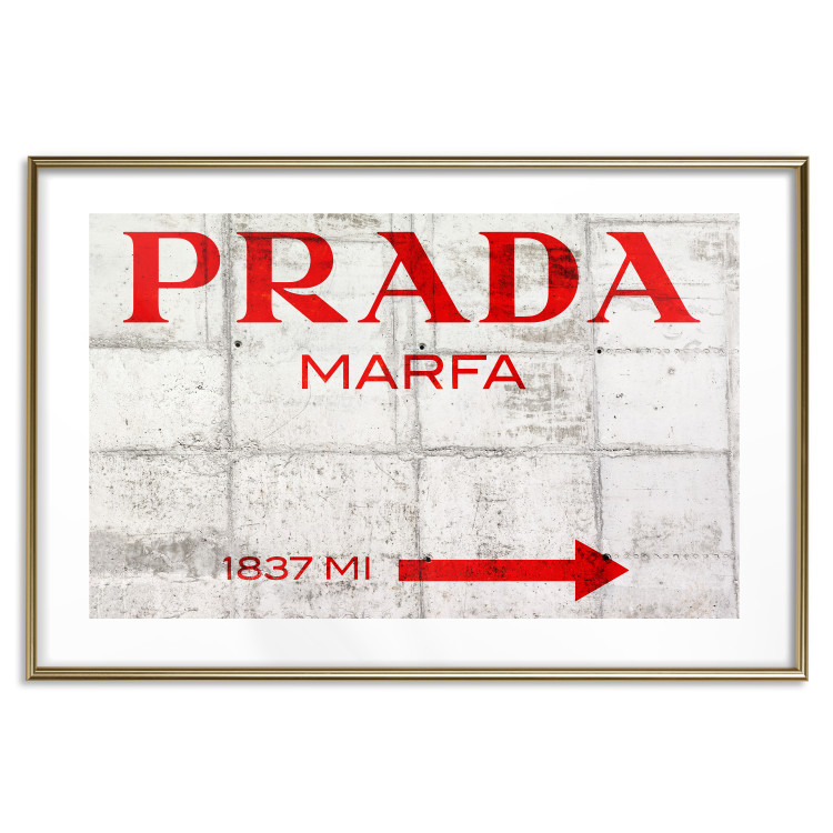 Poster Concrete Prada - red English text on a concrete tile texture 123134 additionalImage 14