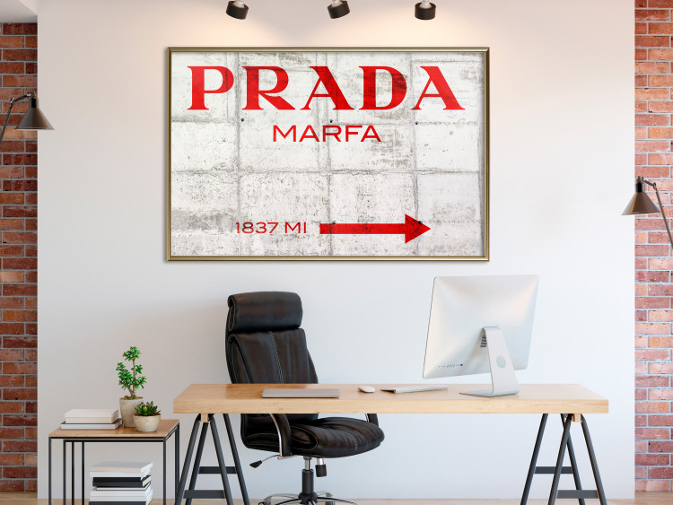 Poster Concrete Prada - red English text on a concrete tile texture 123134 additionalImage 5