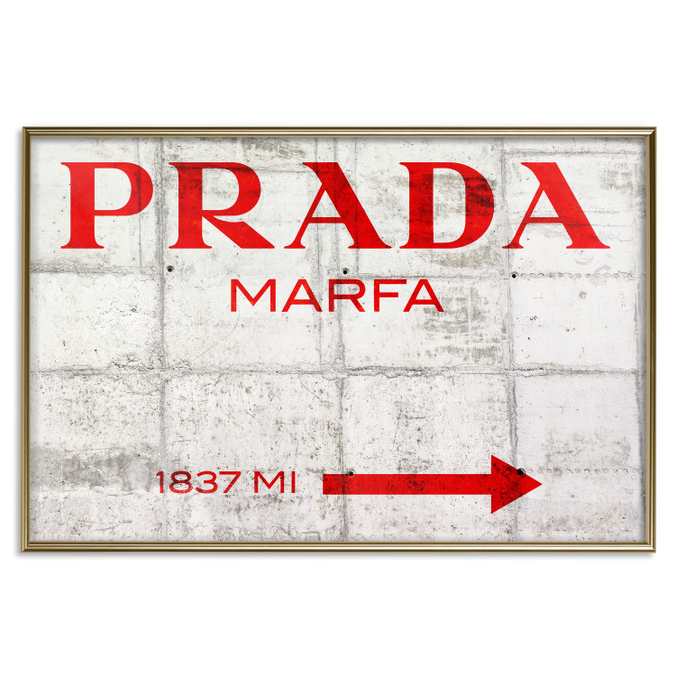 Poster Concrete Prada - red English text on a concrete tile texture 123134 additionalImage 16