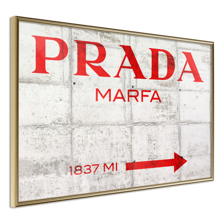 Poster Concrete Prada - red English text on a concrete tile texture 123134 additionalImage 12