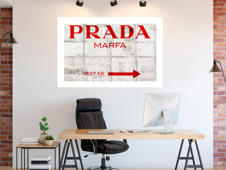 Poster Concrete Prada - red English text on a concrete tile texture 123134 additionalImage 2