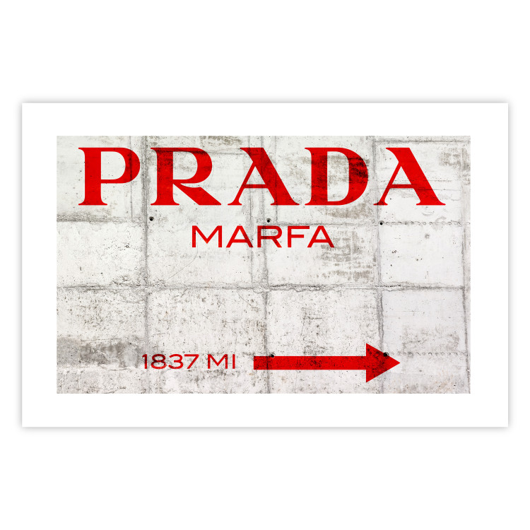 Poster Concrete Prada - red English text on a concrete tile texture 123134 additionalImage 19
