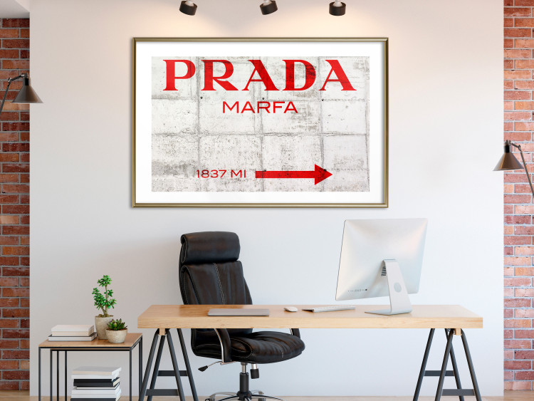 Poster Concrete Prada - red English text on a concrete tile texture 123134 additionalImage 13
