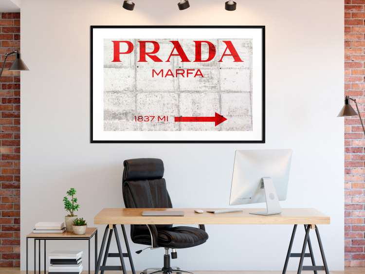 Poster Concrete Prada - red English text on a concrete tile texture 123134 additionalImage 4