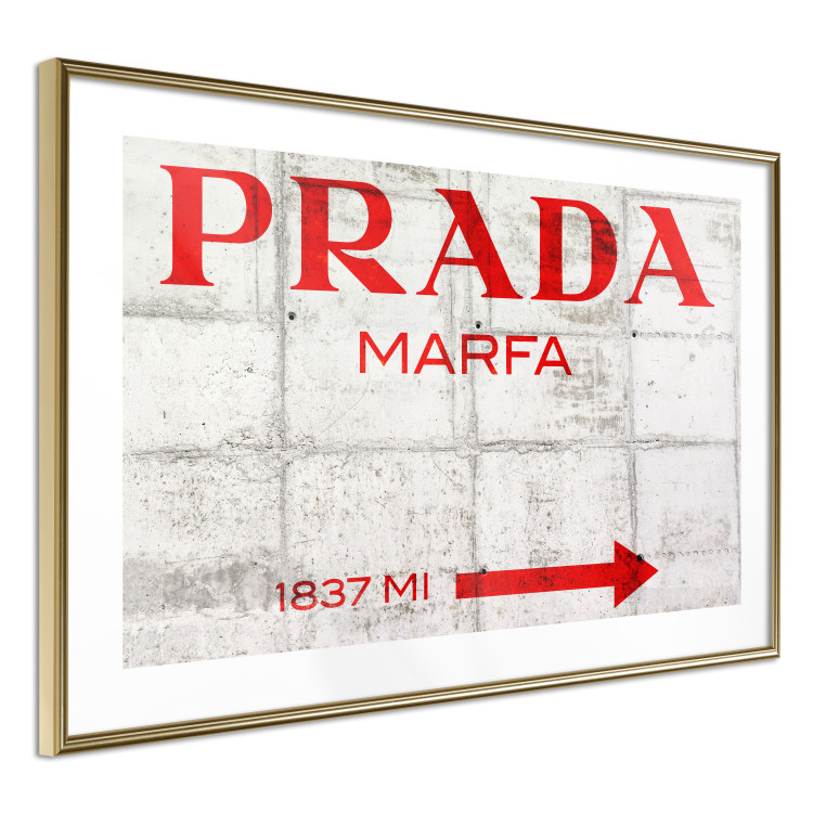 Poster Concrete Prada - red English text on a concrete tile texture 123134 additionalImage 6