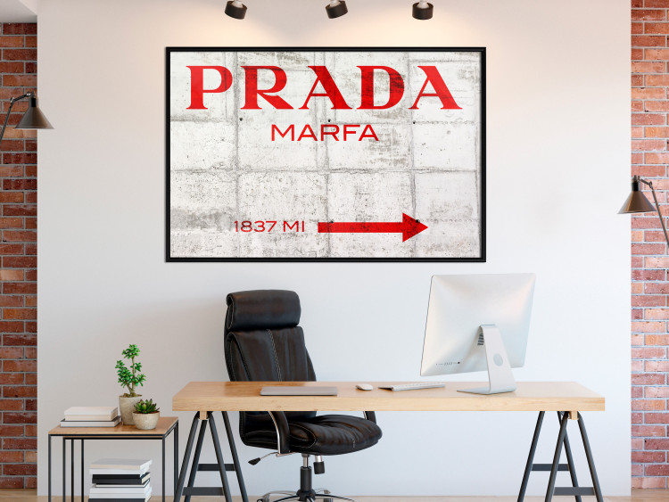Poster Concrete Prada - red English text on a concrete tile texture 123134 additionalImage 3