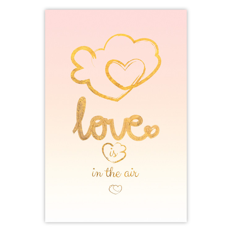 Wall Poster Love Is in the Air - romantic English text on a pastel background 125234