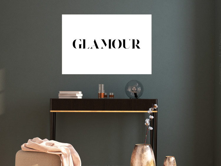 Wall Poster Glamour - black inscription in a distinctive font on a white background 126534 additionalImage 2