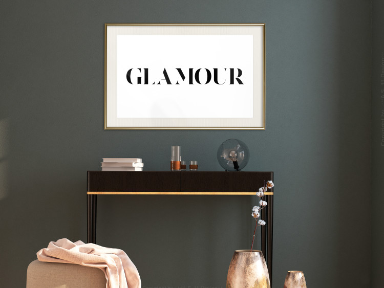 Wall Poster Glamour - black inscription in a distinctive font on a white background 126534 additionalImage 21