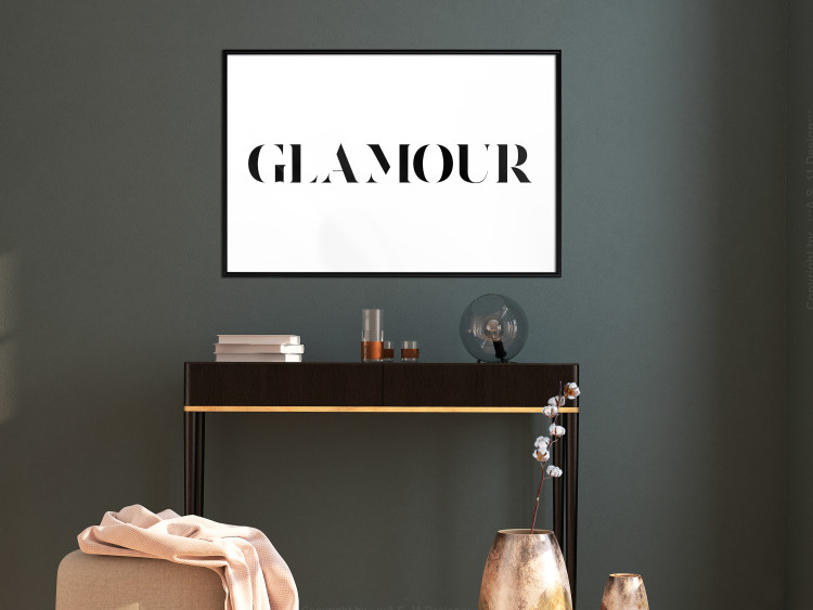 Wall Poster Glamour - black inscription in a distinctive font on a white background 126534 additionalImage 3