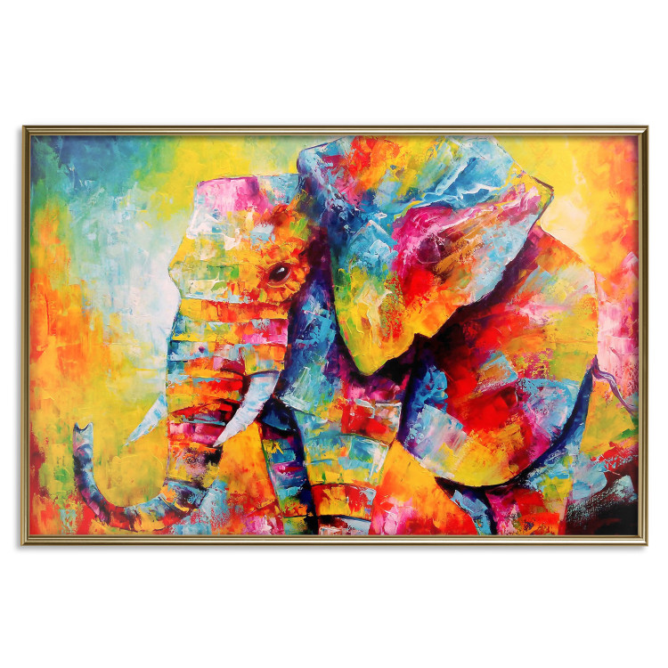 Poster Colorful Animals: Elephant - multicolored animal in watercolor motif 127034 additionalImage 17
