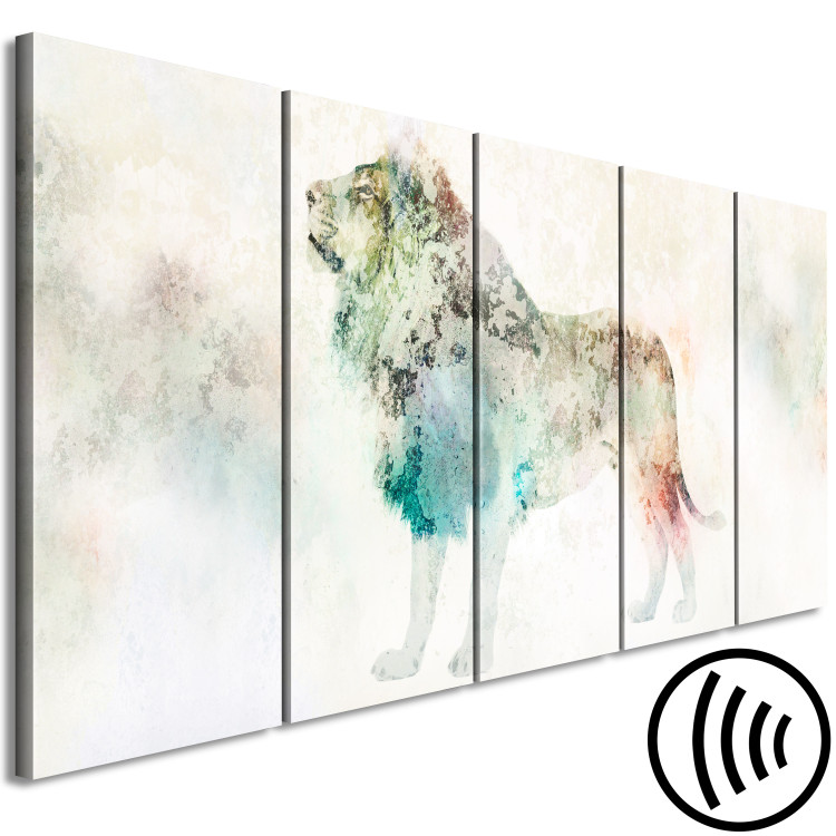 Canvas Print Colorful King (5-part) narrow - multicolored lion on a light background 127534 additionalImage 6