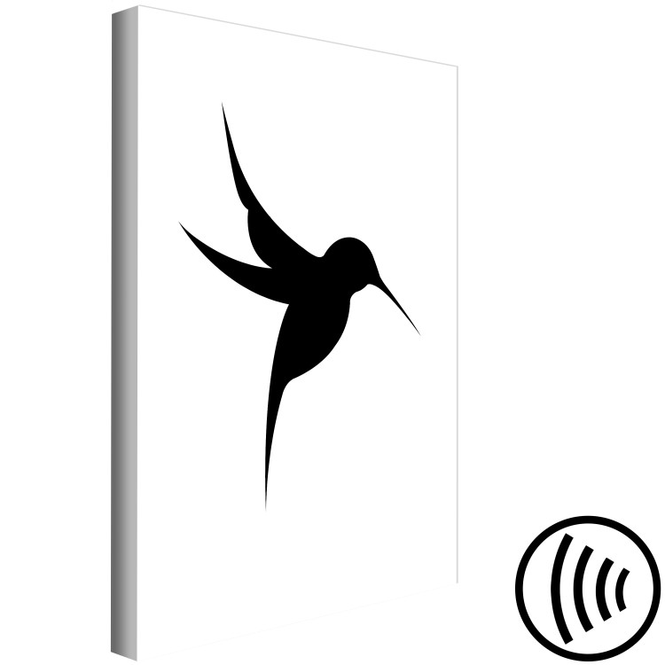 Canvas Print Flying Hummingbird - black bird drawing on a white background 128034 additionalImage 6