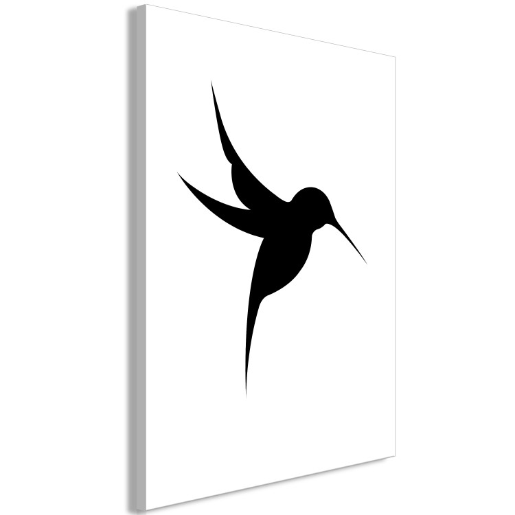 Canvas Print Flying Hummingbird - black bird drawing on a white background 128034 additionalImage 2