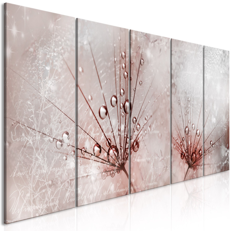 Canvas Wet Dandelions (5-part) narrow - flowers in an abstract motif 128834 additionalImage 2