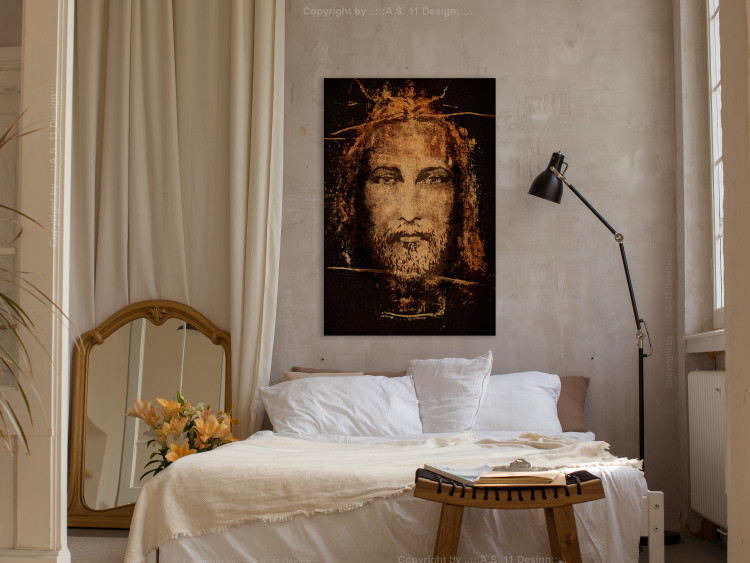 Canvas Art Print Turin Shroud (1-part) vertical - sacred composition of Jesus 129334 additionalImage 3