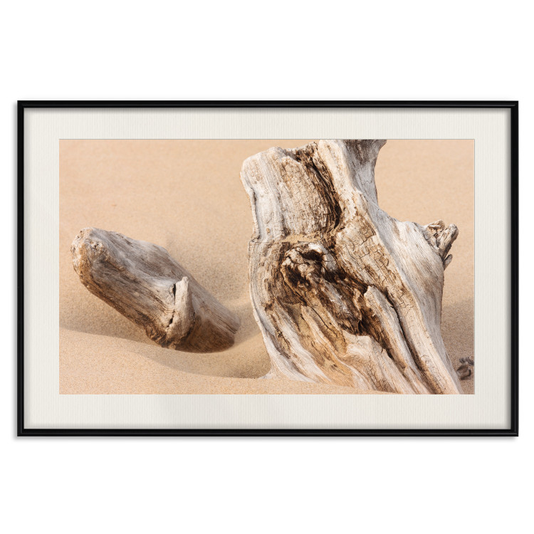 Wall Poster Uncovered Past - beach landscape with a piece of brown wood 129834 additionalImage 19