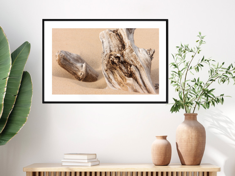 Wall Poster Uncovered Past - beach landscape with a piece of brown wood 129834 additionalImage 18