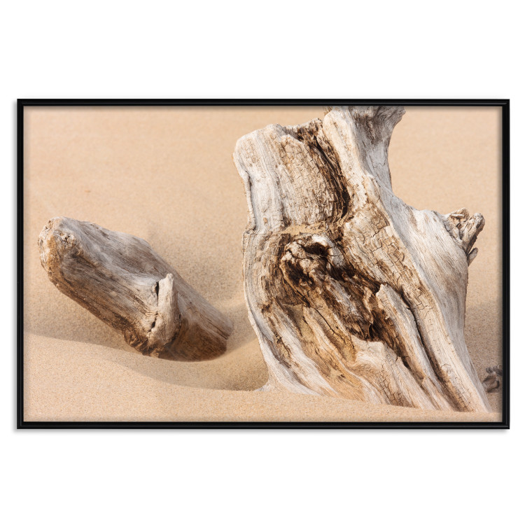 Wall Poster Uncovered Past - beach landscape with a piece of brown wood 129834 additionalImage 16