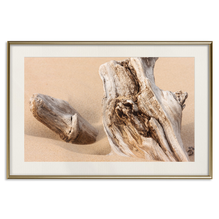 Wall Poster Uncovered Past - beach landscape with a piece of brown wood 129834 additionalImage 20