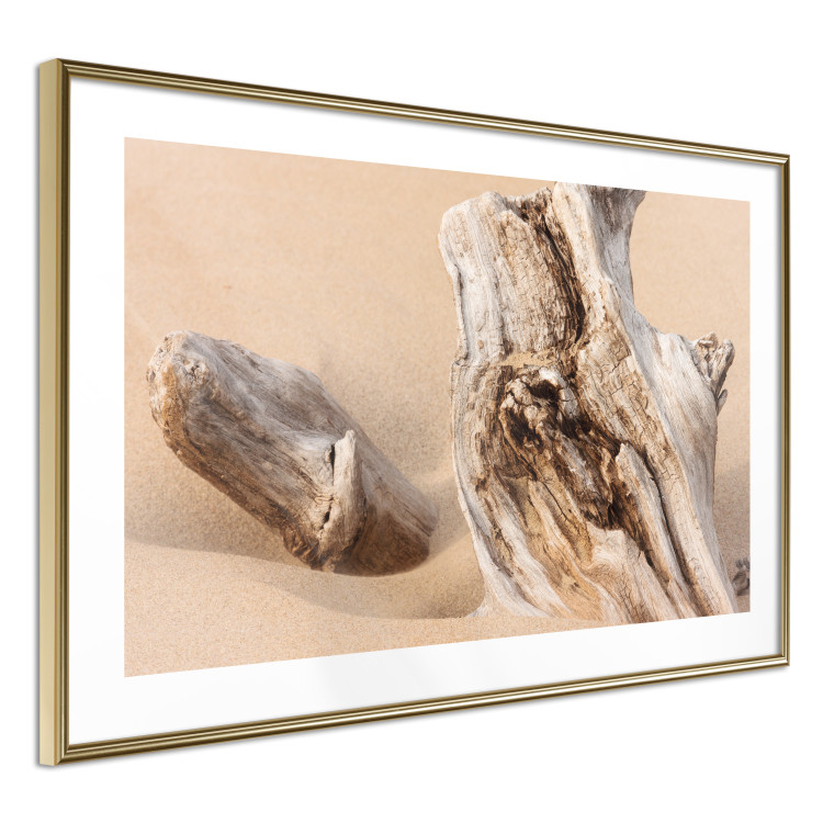 Wall Poster Uncovered Past - beach landscape with a piece of brown wood 129834 additionalImage 9