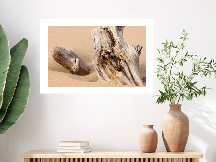 Wall Poster Uncovered Past - beach landscape with a piece of brown wood 129834 additionalImage 5