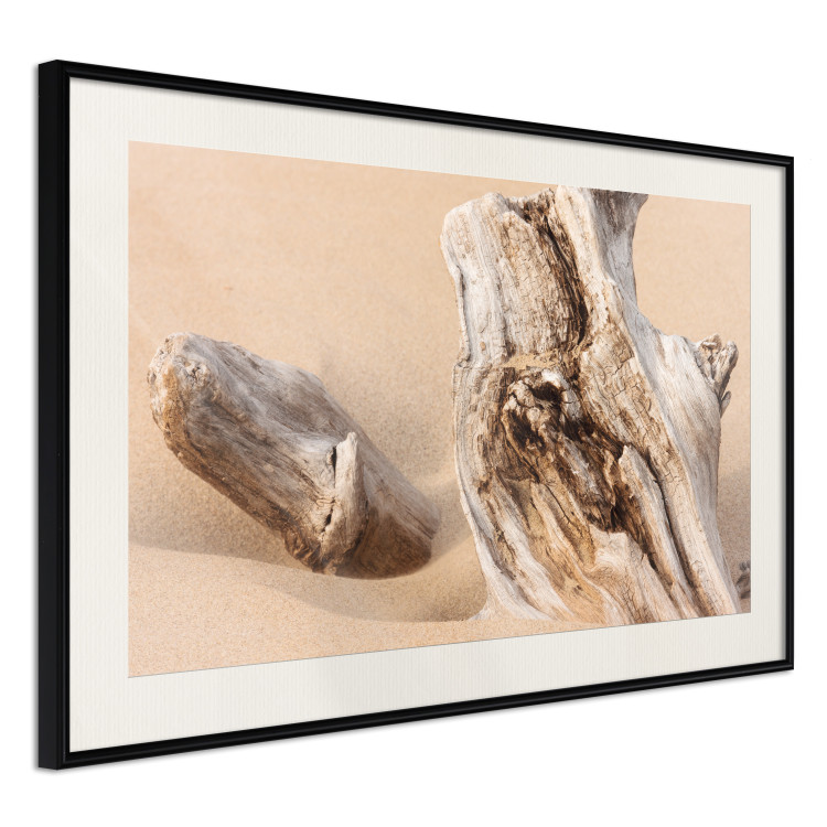 Wall Poster Uncovered Past - beach landscape with a piece of brown wood 129834 additionalImage 2