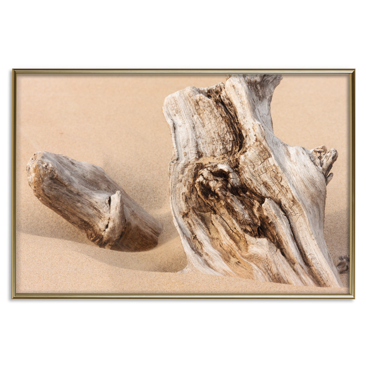 Wall Poster Uncovered Past - beach landscape with a piece of brown wood 129834 additionalImage 21