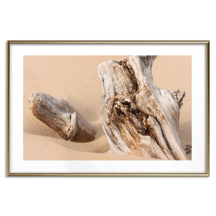 Wall Poster Uncovered Past - beach landscape with a piece of brown wood 129834 additionalImage 14