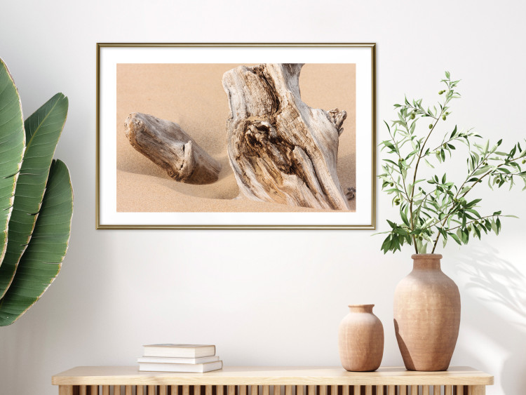 Wall Poster Uncovered Past - beach landscape with a piece of brown wood 129834 additionalImage 13