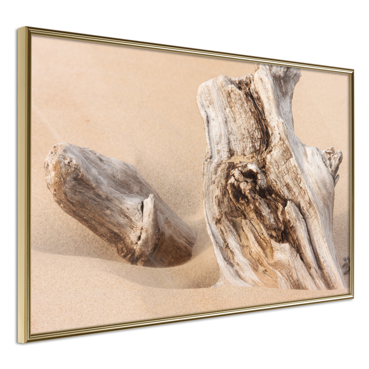 Wall Poster Uncovered Past - beach landscape with a piece of brown wood 129834 additionalImage 14