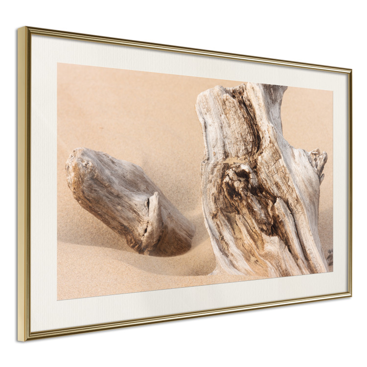 Wall Poster Uncovered Past - beach landscape with a piece of brown wood 129834 additionalImage 3