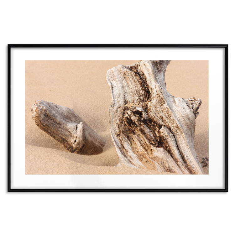 Wall Poster Uncovered Past - beach landscape with a piece of brown wood 129834 additionalImage 17