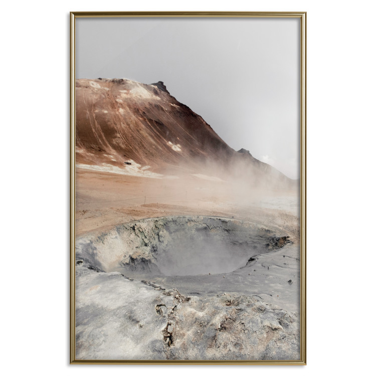 Poster Earth's Warm Breath - mountain landscape amidst fog against a gray sky 130234 additionalImage 17