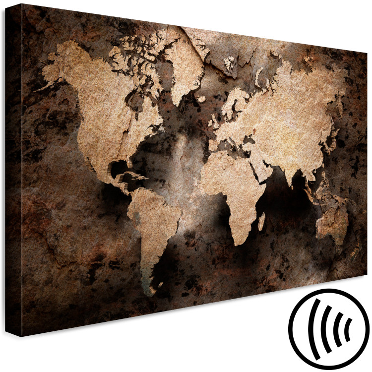 Canvas Sandstone Map (1-piece) Wide - world map covered in bronze 130534 additionalImage 6