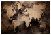 Canvas Sandstone Map (1-piece) Wide - world map covered in bronze 130534