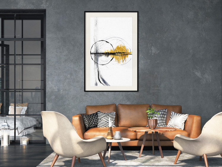 Wall Poster Golden Sunrise - artistic black lines and patterns in an abstract style 131834 additionalImage 25
